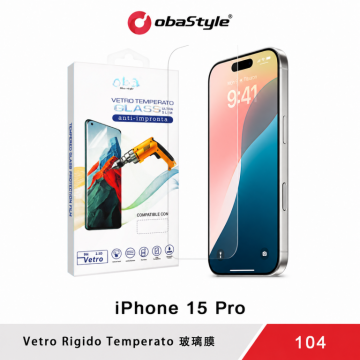 Obastyle IPHONE15 PRO VETRO RIGIDO TEMPERATO 2.5D PER SMARTPHONE