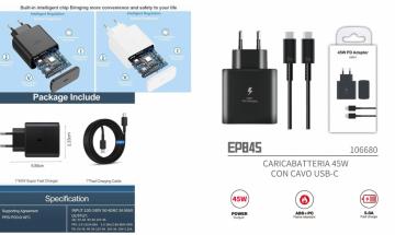 ELLITECK EP845 CARICABATTERIA 45W CON CAVO USB-C
