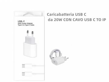 ELLITECK PC001 Caricabatteria USB C da 20W CON CAVO USB C TO IP