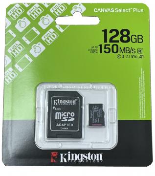 Kingston canvas select plus Micro 128gb SDCS3 classe 10 Uhs-i Adattatore