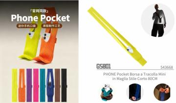 ELLITECK GS801 PHONE Pocket Borsa a Tracolla Mini in Maglia Stile Lungo 80CM