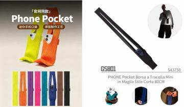 ELLITECK GS801 PHONE Pocket Borsa a Tracolla Mini in Maglia Stile Lungo 80CM