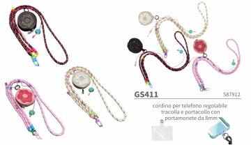 ELITECK GS411 cordino per telefono regolabile  tracolla e portacollo con portamonete da 8mm