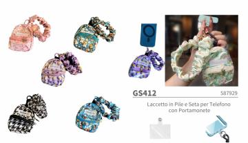 ELITECK GS412 Laccetto in Pile e Seta per Telefono con Portamonete