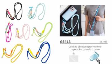 ELLITECK GS413 Cordino di cotone per telefono regolabile, da collo o polso