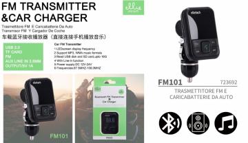 ELLIE FM101  TRASMETTITORE FM CON AUX E CARICABATTERIE DA AUTO