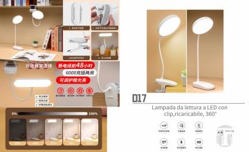 ELLITECK D17 Lampada da lettura a LED conclip,ricaricabile
