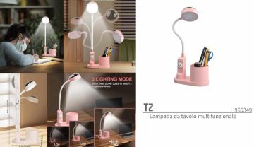 ELLITECK T2 Lampada da Scrivania LED Bambini Portapenne e Proiezione di Stelle ROSA