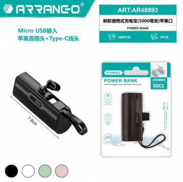 Wolsen POWER BANK LIGHTNING CON CAVO TYPE-C	AR48893 6PEZZI COLORE MISTO