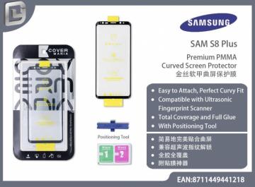 pellicola PMMA curvato con posizionatore per samsung s8 plus nero  ultrasonic compatihble total cover Full